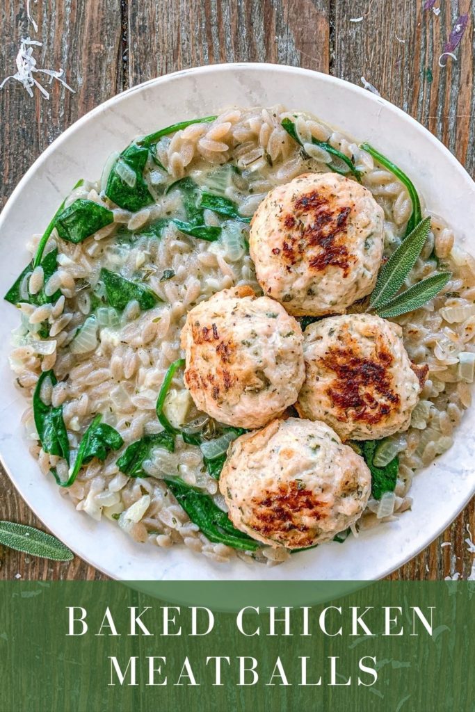 Baked Chicken Meatballs With Orzo