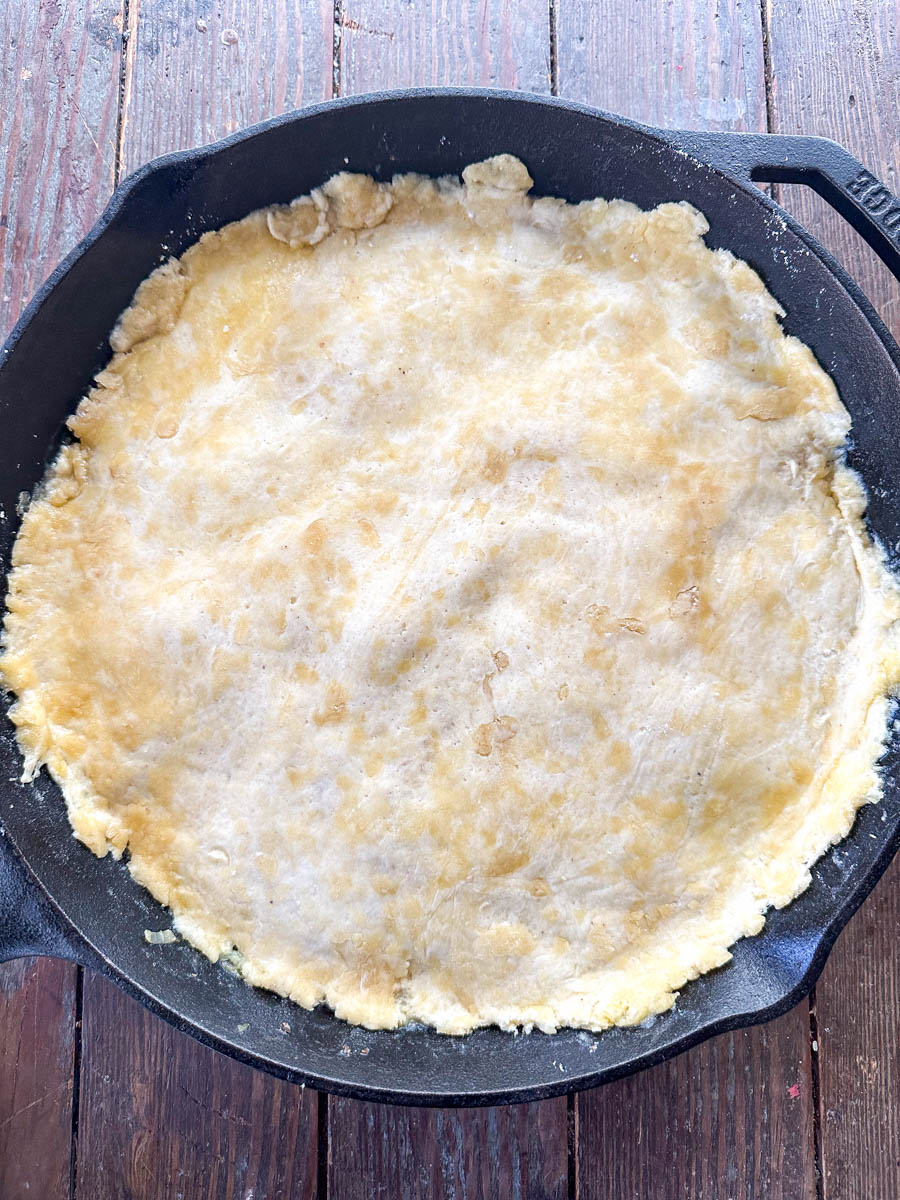 Sourdough pie curst on top of the filling.