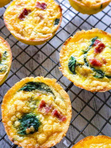 High Protein Egg Bites on a wire rack.