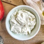 Blended Cottage Cheese in a white bowl.