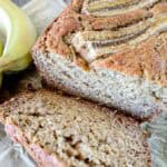 Cottage Cheese Banana Bread on a piece of parchment paper.