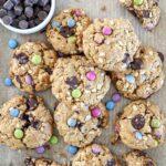 Gluten-Free Monster Cookies on a baking sheet.