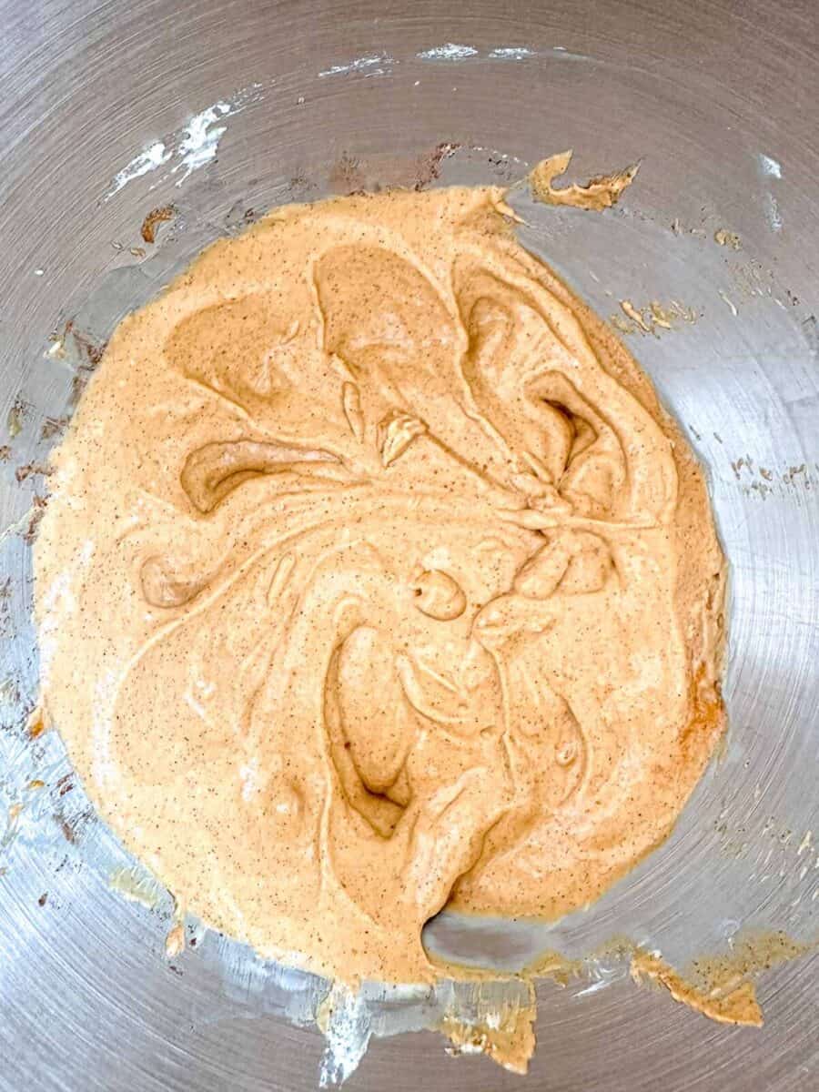 Batter for pumpkin spice cheesecake.